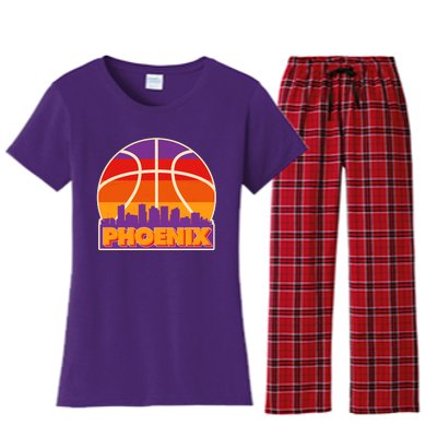 Vintage Phoenix Basketball Skyline Logo Women's Flannel Pajama Set