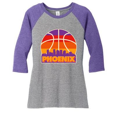 Vintage Phoenix Basketball Skyline Logo Women's Tri-Blend 3/4-Sleeve Raglan Shirt