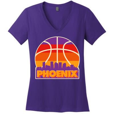 Vintage Phoenix Basketball Skyline Logo Women's V-Neck T-Shirt