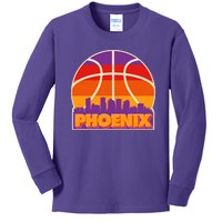 Vintage Phoenix Basketball Skyline Logo Kids Long Sleeve Shirt