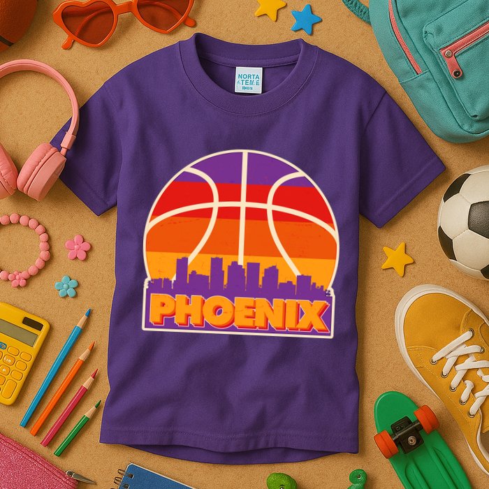 Vintage Phoenix Basketball Skyline Logo Kids T-Shirt
