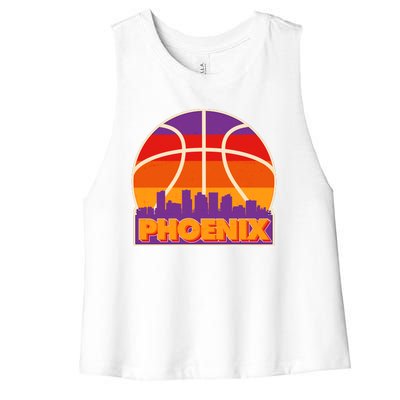 Vintage Phoenix Basketball Skyline Logo Women's Racerback Cropped Tank