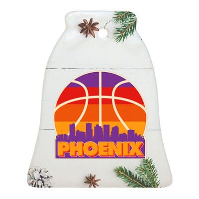 Vintage Phoenix Basketball Skyline Logo Ceramic Bell Ornament