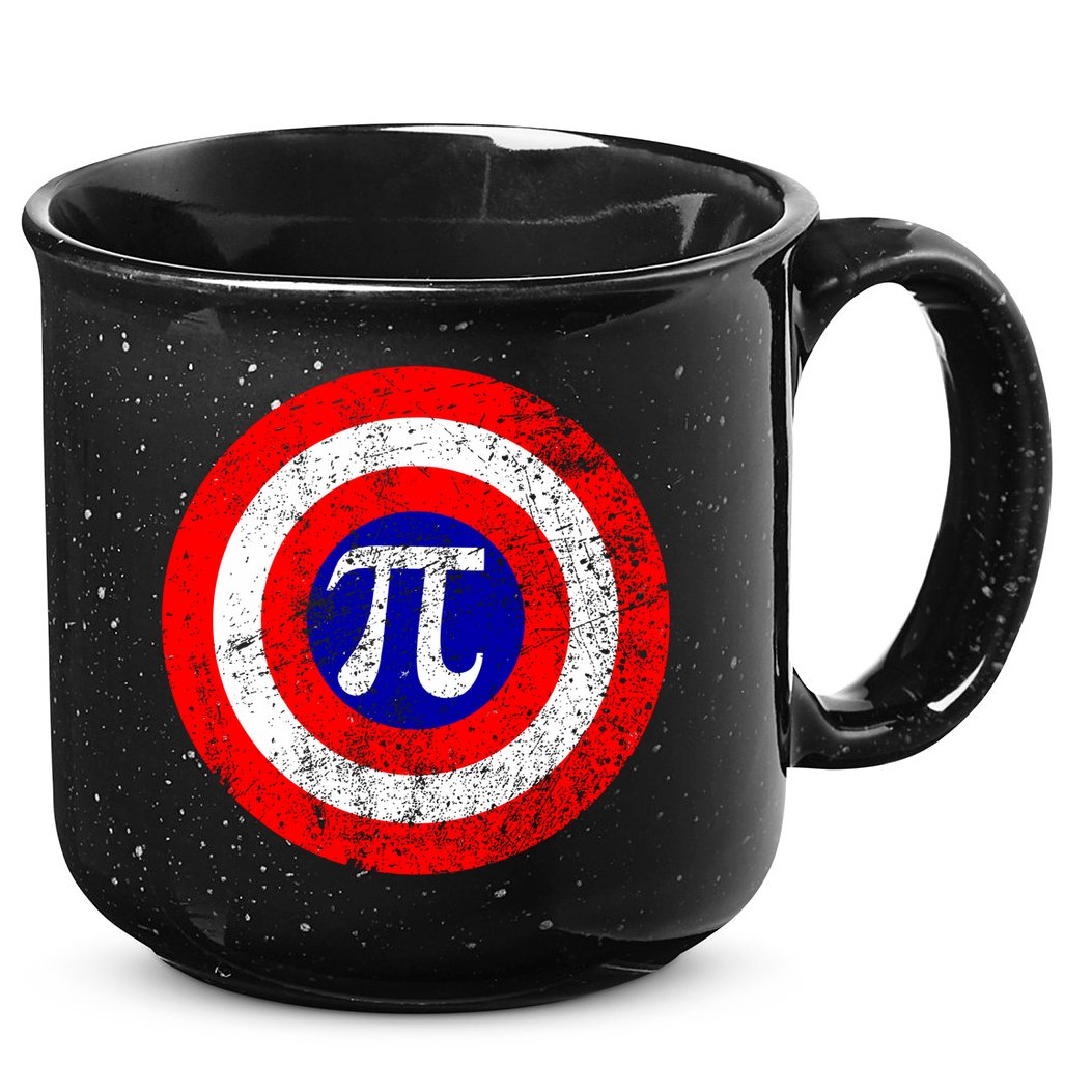 Vintage Pi Day America Superhero Crest March 14th 15oz Campfire Ceramic Mug
