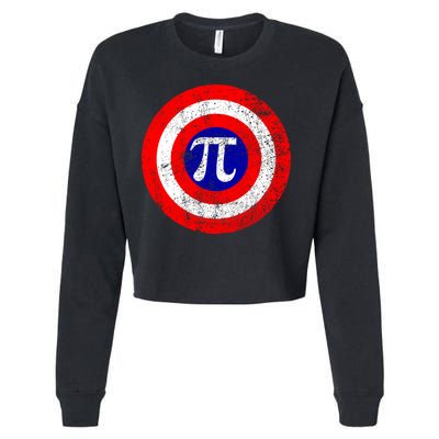 Vintage Pi Day America Superhero Crest March 14th Cropped Pullover Crew
