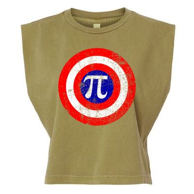 Vintage Pi Day America Superhero Crest March 14th Garment-Dyed Women's Muscle Tee