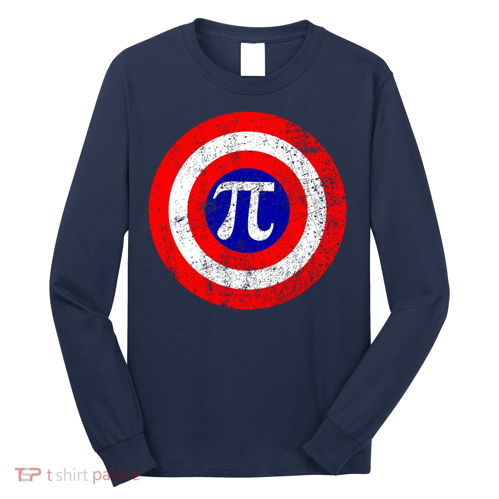 Vintage Pi Day America Superhero Crest March 14th Long Sleeve Shirt