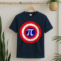 Vintage Pi Day America Superhero Crest March 14th T-Shirt