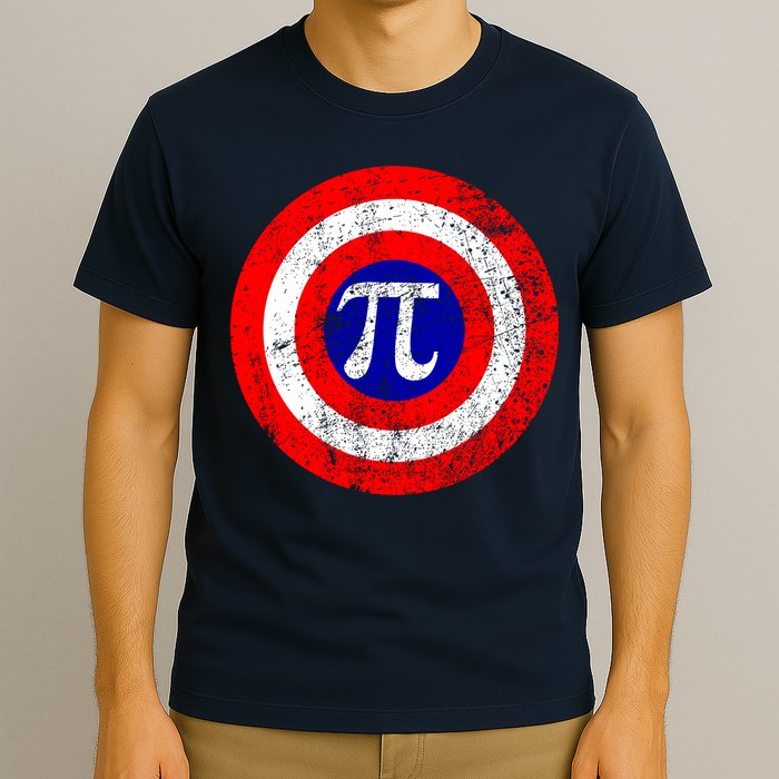 Vintage Pi Day America Superhero Crest March 14th T-Shirt
