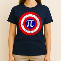 Vintage Pi Day America Superhero Crest March 14th T-Shirt