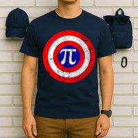 Vintage Pi Day America Superhero Crest March 14th T-Shirt