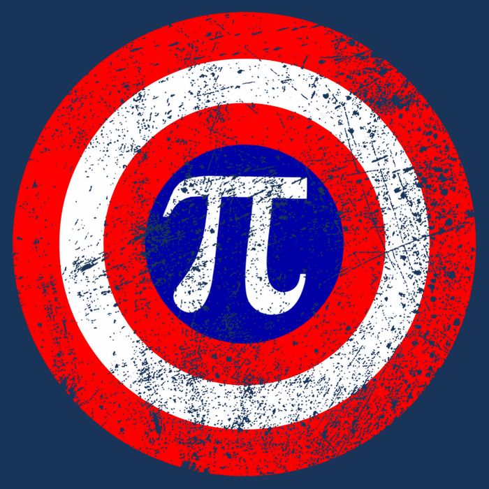 Vintage Pi Day America Superhero Crest March 14th T-Shirt