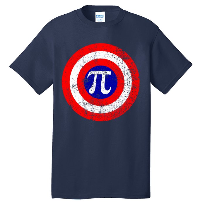 Vintage Pi Day America Superhero Crest March 14th Tall T-Shirt