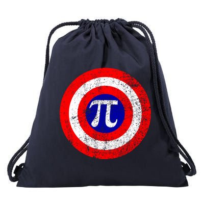 Vintage Pi Day America Superhero Crest March 14th Drawstring Bag
