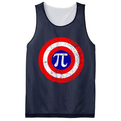 Vintage Pi Day America Superhero Crest March 14th Mesh Reversible Basketball Jersey Tank