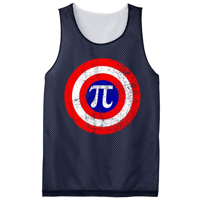 Vintage Pi Day America Superhero Crest March 14th Mesh Reversible Basketball Jersey Tank