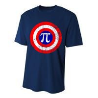 Vintage Pi Day America Superhero Crest March 14th Performance Sprint T-Shirt