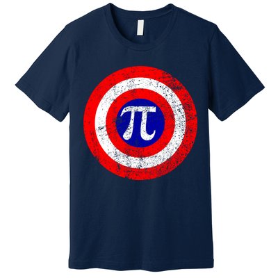 Vintage Pi Day America Superhero Crest March 14th Premium T-Shirt
