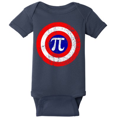 Vintage Pi Day America Superhero Crest March 14th Baby Bodysuit