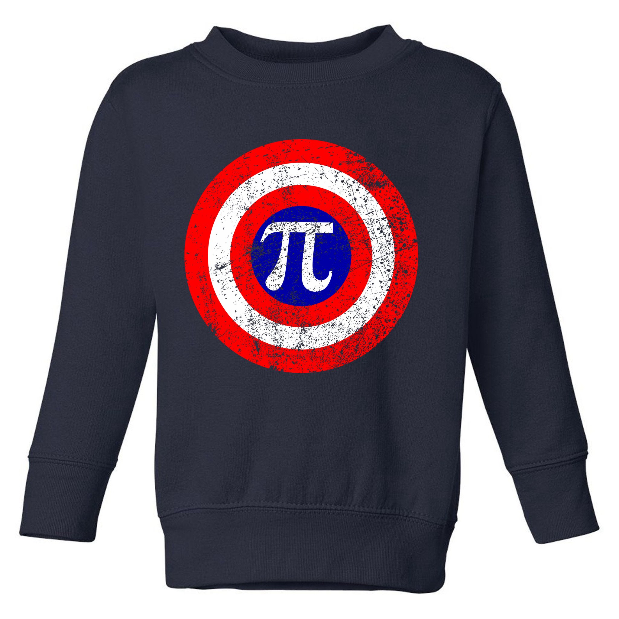 Vintage Pi Day America Superhero Crest March 14th Toddler Sweatshirt