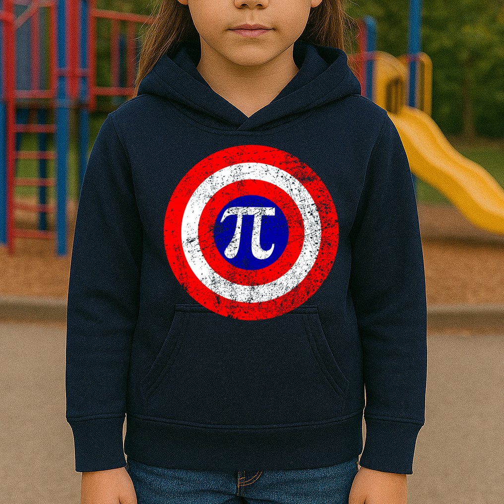 Vintage Pi Day America Superhero Crest March 14th Kids Hoodie