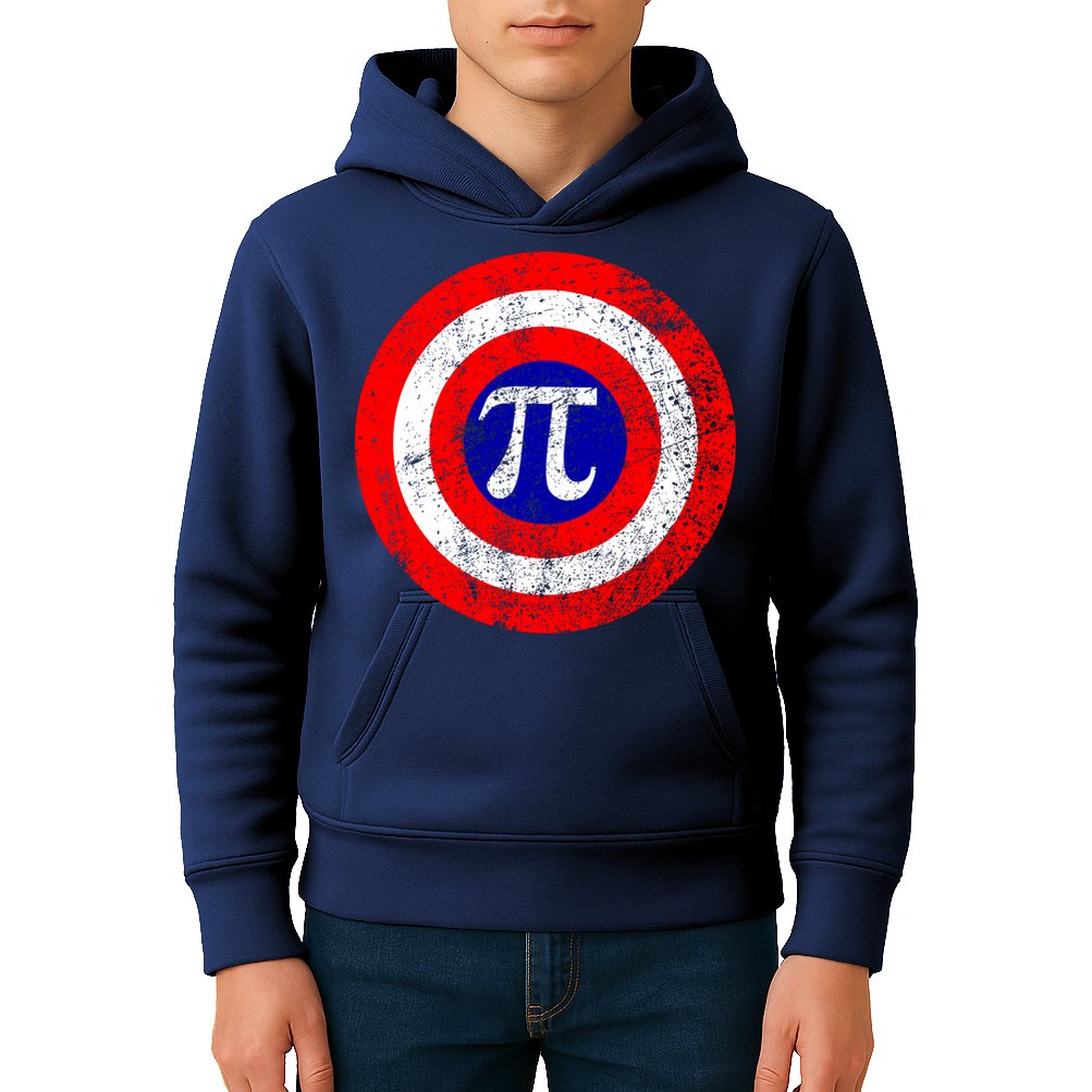 Vintage Pi Day America Superhero Crest March 14th Kids Hoodie