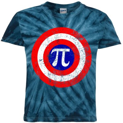 Vintage Pi Day America Superhero Crest March 14th Kids Tie-Dye T-Shirt