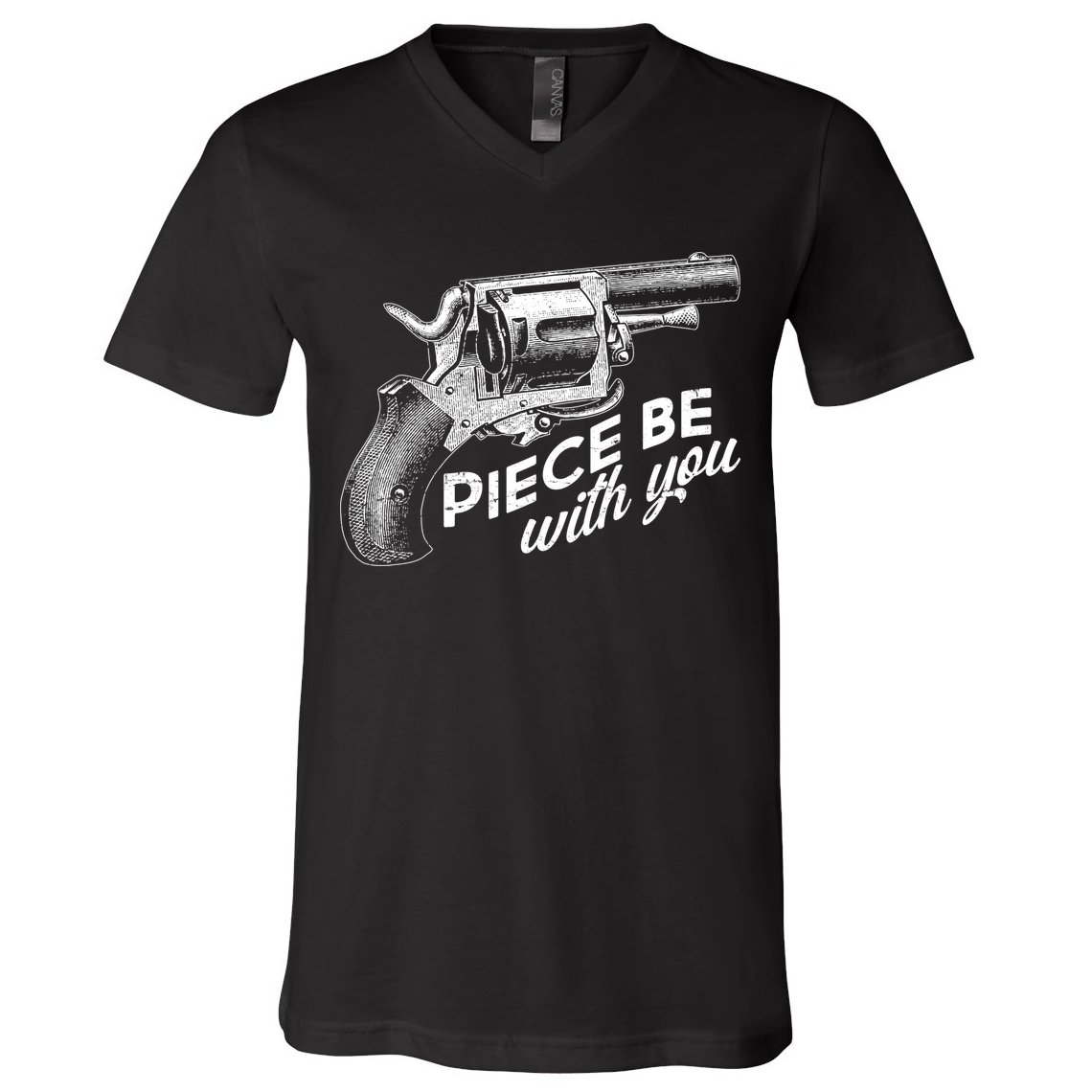 Vintage Piece Be With You Gun Pistol V-Neck T-Shirt