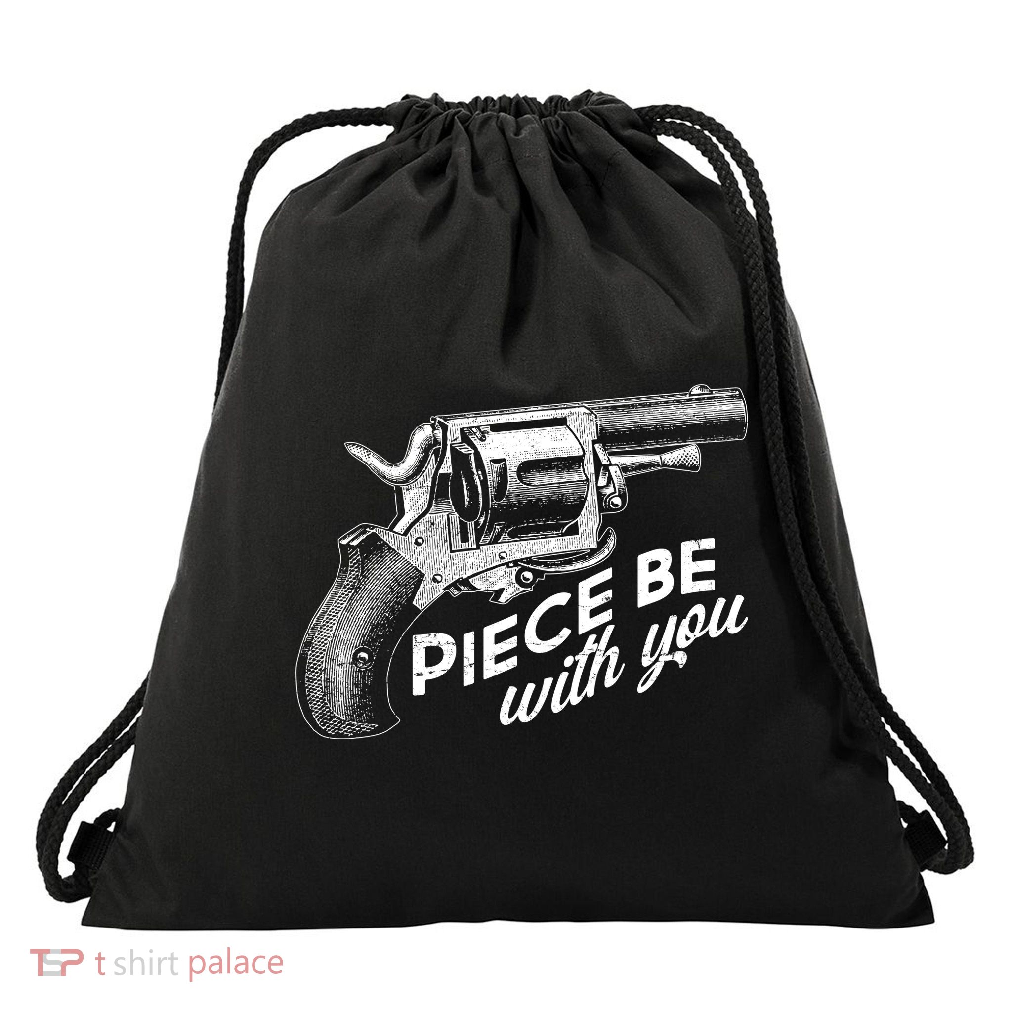 Vintage Piece Be With You Gun Pistol Drawstring Bag