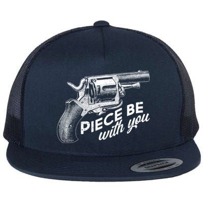 Vintage Piece Be With You Gun Pistol Flat Bill Trucker Hat