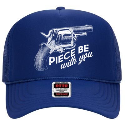 Vintage Piece Be With You Gun Pistol High Crown Mesh Back Trucker Hat