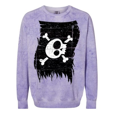 Vintage Pirate Skull Upside Down Flag Colorblast Crewneck Sweatshirt