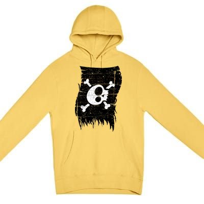 Vintage Pirate Skull Upside Down Flag Premium Pullover Hoodie