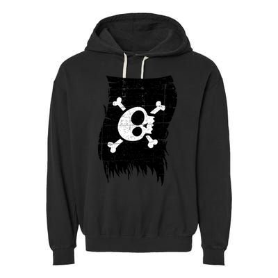 Vintage Pirate Skull Upside Down Flag Garment-Dyed Fleece Hoodie