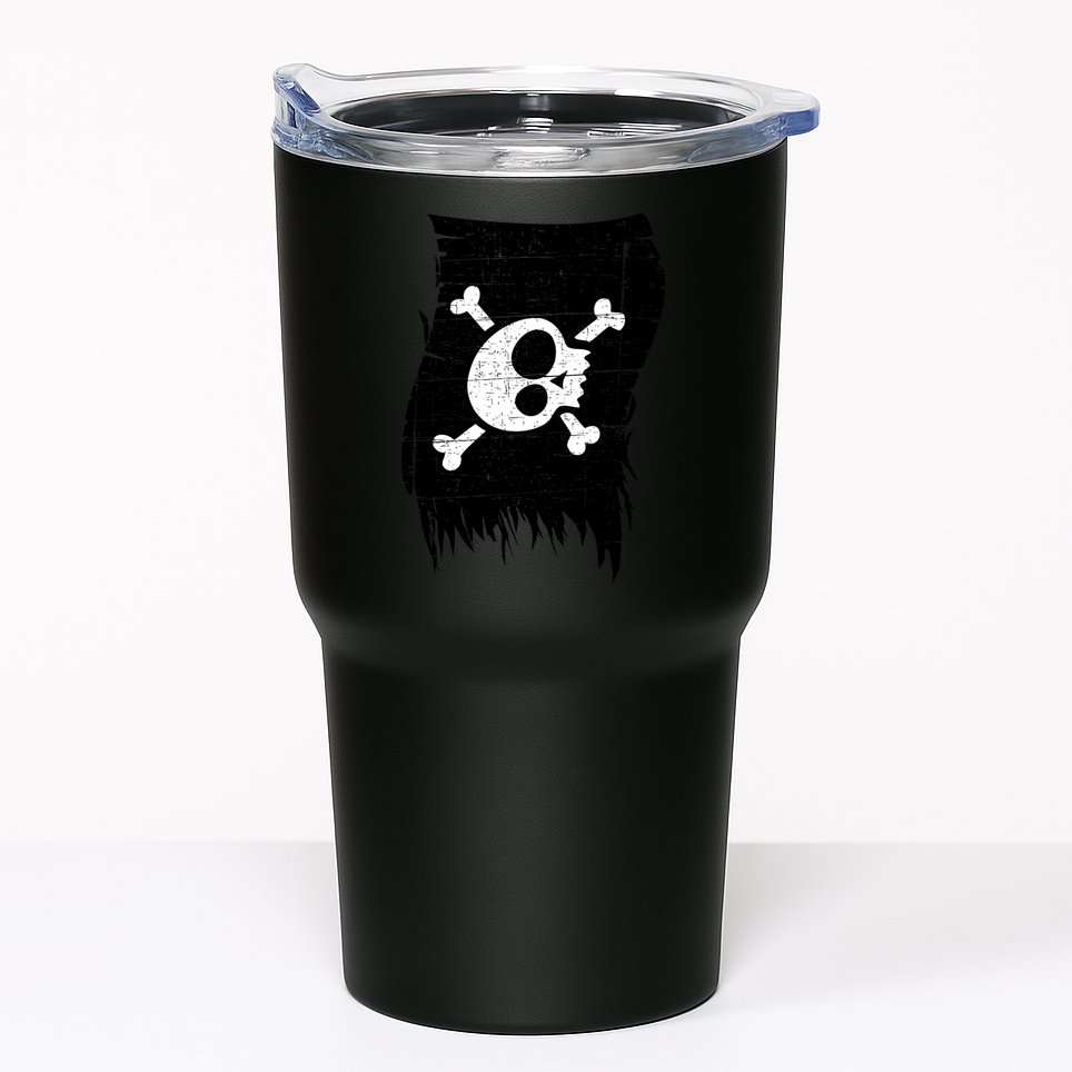 Vintage Pirate Skull Upside Down Flag Tumbler