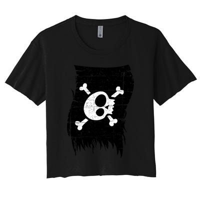 Vintage Pirate Skull Upside Down Flag Crop Top