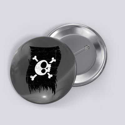 Vintage Pirate Skull Upside Down Flag Button
