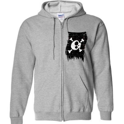 Vintage Pirate Skull Upside Down Flag Full Zip Hoodie