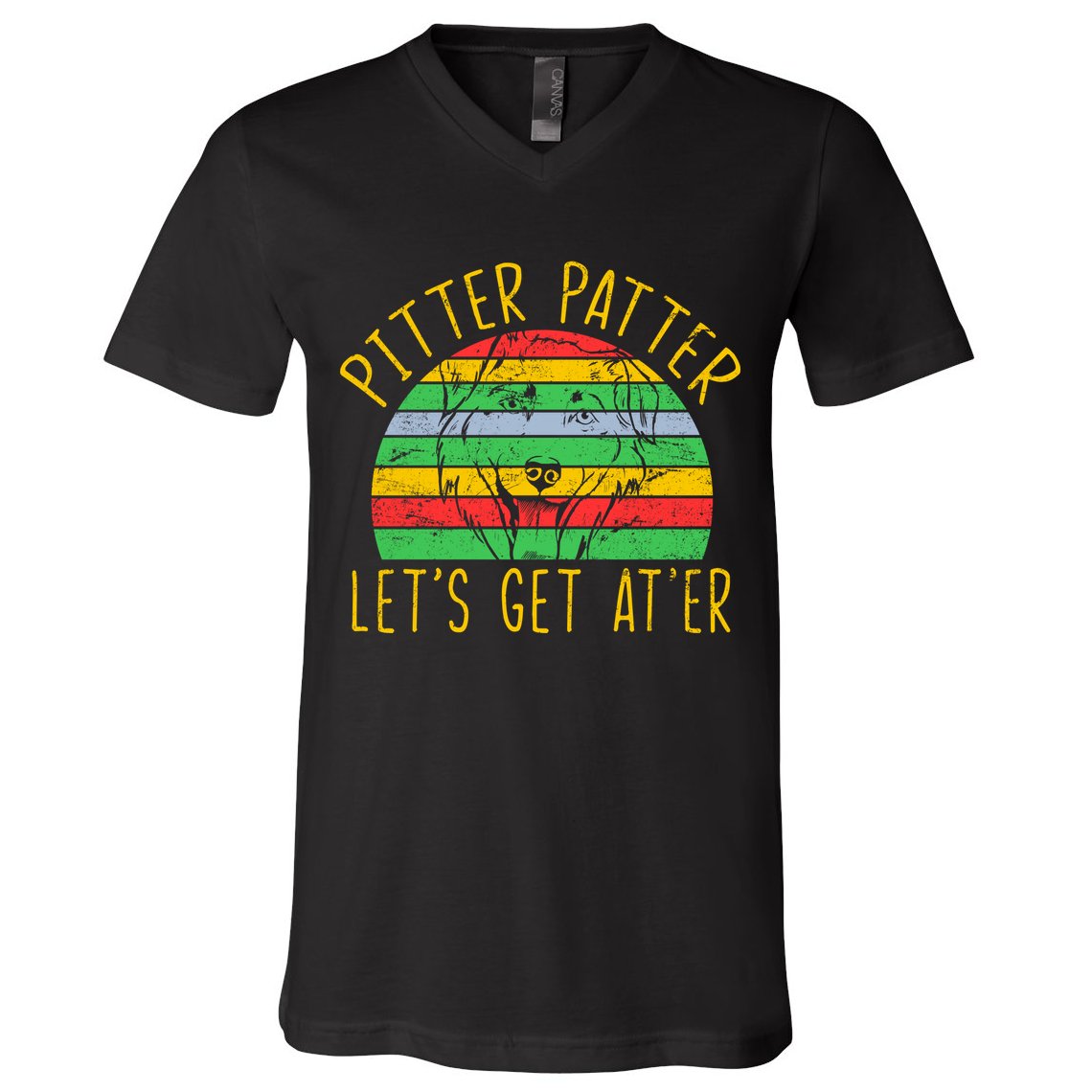 Vintage Pitter Patter Dog V-Neck T-Shirt