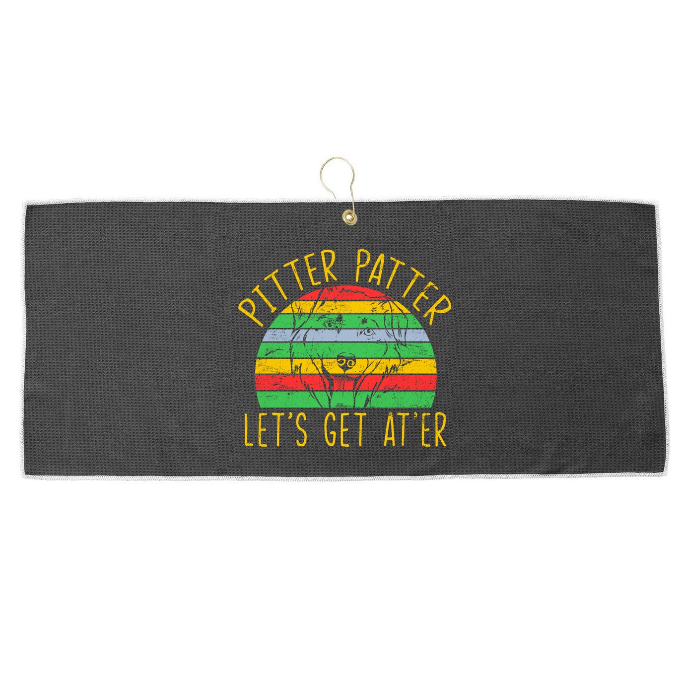 Vintage Pitter Patter Dog Large Microfiber Waffle Golf Towel