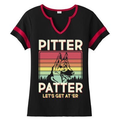 Vintage Pitter Patter Let's Get At 'Er German Shepard Ladies Halftime Notch Neck Tee