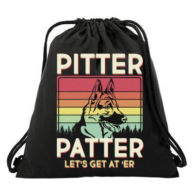 Vintage Pitter Patter Let's Get At 'Er German Shepard Drawstring Bag