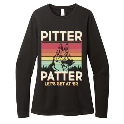 Vintage Pitter Patter Let's Get At 'Er German Shepard Womens CVC Long Sleeve Shirt