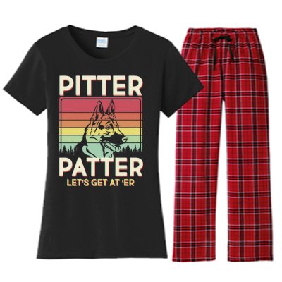 Vintage Pitter Patter Let's Get At 'Er German Shepard Women's Flannel Pajama Set