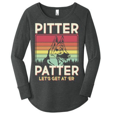 Vintage Pitter Patter Let's Get At 'Er German Shepard Women's Perfect Tri Tunic Long Sleeve Shirt