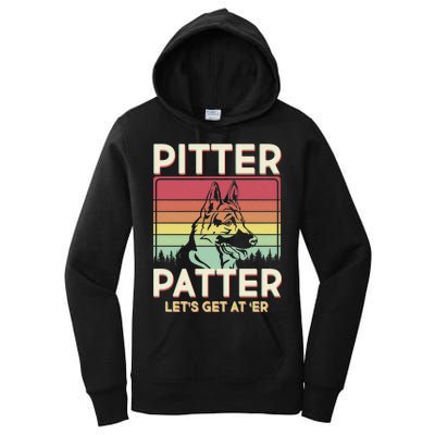 Vintage Pitter Patter Let's Get At 'Er German Shepard Women's Pullover Hoodie