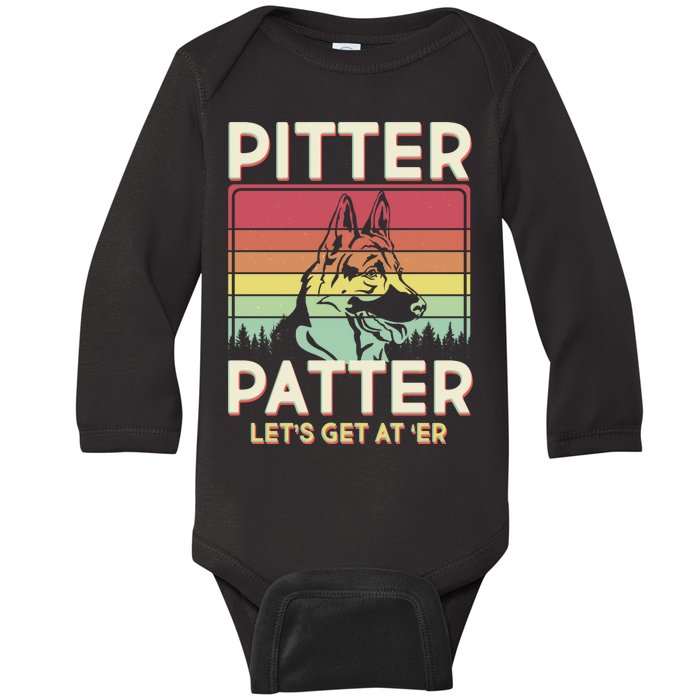 Vintage Pitter Patter Let's Get At 'Er German Shepard Baby Long Sleeve Bodysuit