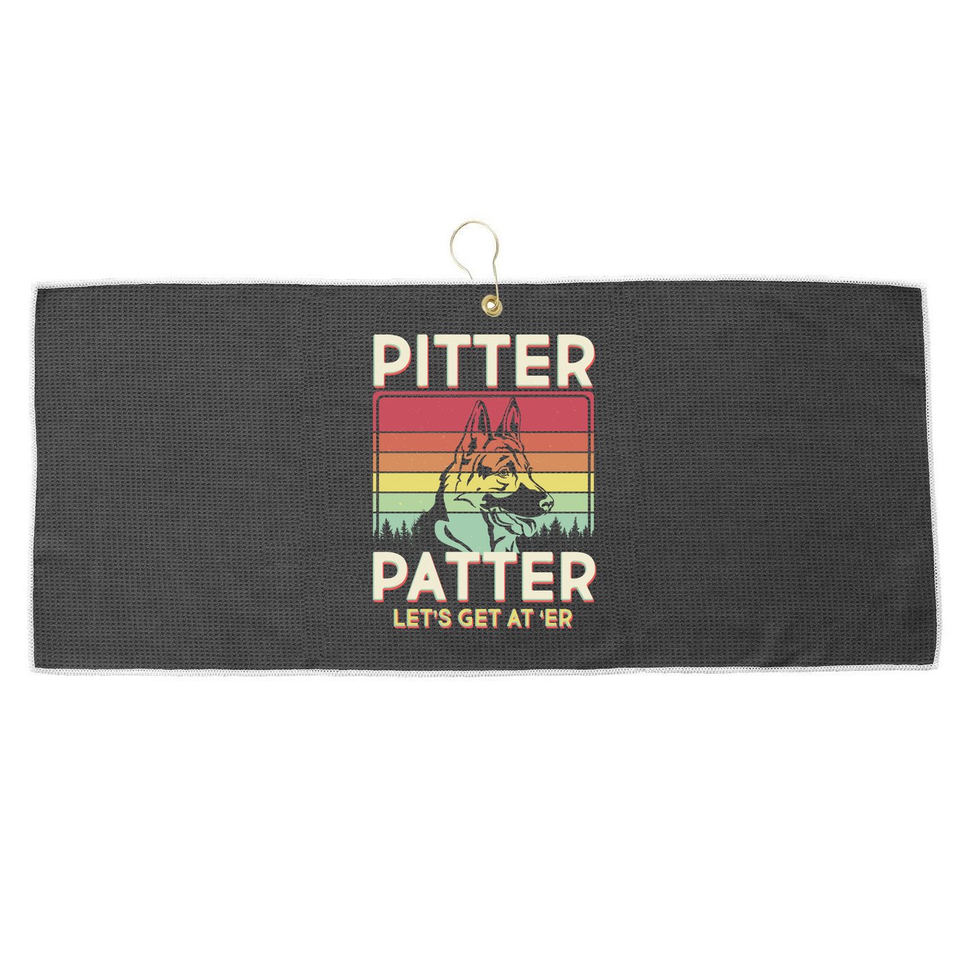 Vintage Pitter Patter Let's Get At 'Er German Shepard Large Microfiber Waffle Golf Towel