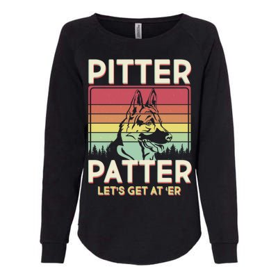 Vintage Pitter Patter Let's Get At 'Er German Shepard Womens California Wash Sweatshirt