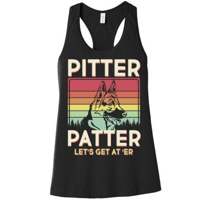 Vintage Pitter Patter Let's Get At 'Er German Shepard Women's Racerback Tank